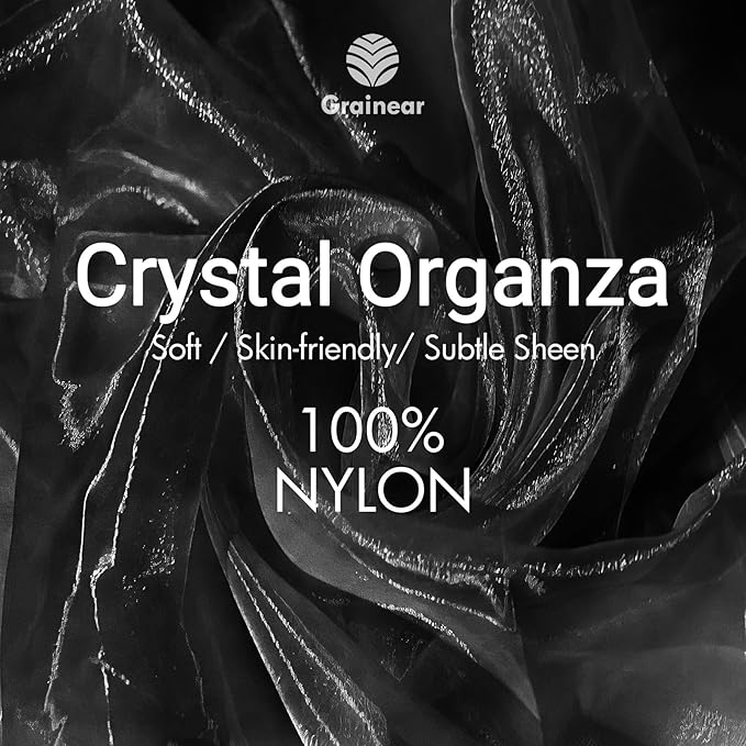Black Organza Fabric – 44" x 5 Yards Wide Sheer Tulle for Wedding Arch Draping, Gowns, Table Runners, Party Decor, Curtains & DIY Crafts – Translucent Fabric for Elegant Projects
