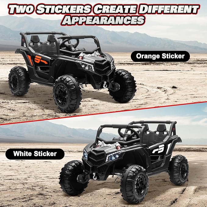 Electric Car for Kids, JOYRACER 24V Ride on Car Battery Powered Off-Road UTV w/Remote Control, 3 Speeds, 4x150W Powerful Motors, 18" Seat, Bluetooth, MP3, Electric Vehicles with Big Pull Bow