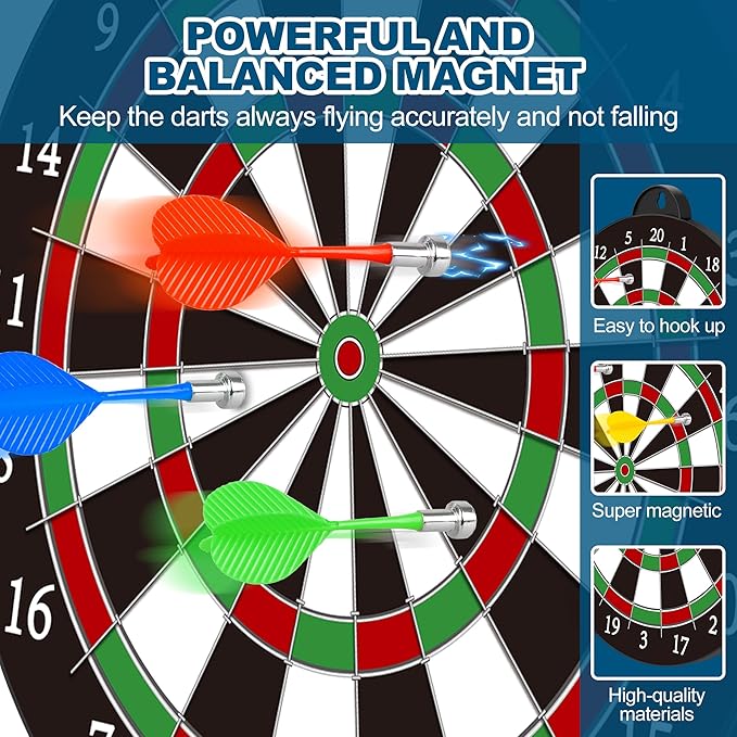 Magnetic Dart Board - 12pcs Magnetic Darts - Excellent Indoor Game and Party Games - Gifts for 5 6 7 8 9 10 11 12 Year Old Boy Kids