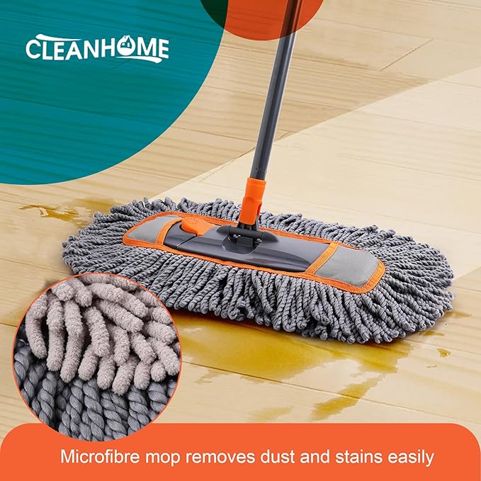 Microfiber Dust Mop for Hardwood Floor Cleaning, Dry and Wet Baseboard and Floor Duster, Household Cleaning Tool for Kitchen, Bathroom