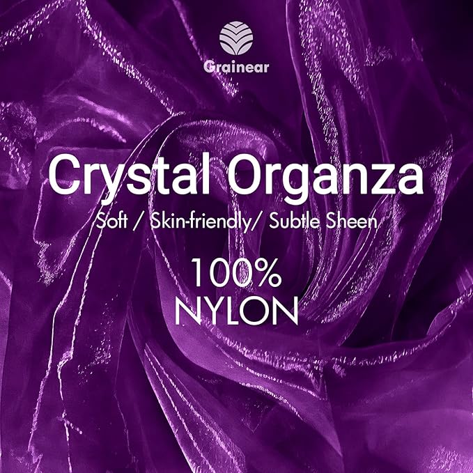 Plum Crystal Organza Fabric – 16" x 5 Yards Lightweight Sheer Tulle for Bows, Tutus, Table Runners, Gift Wrapping, Crafts & DIY Sewing (Folded Package)
