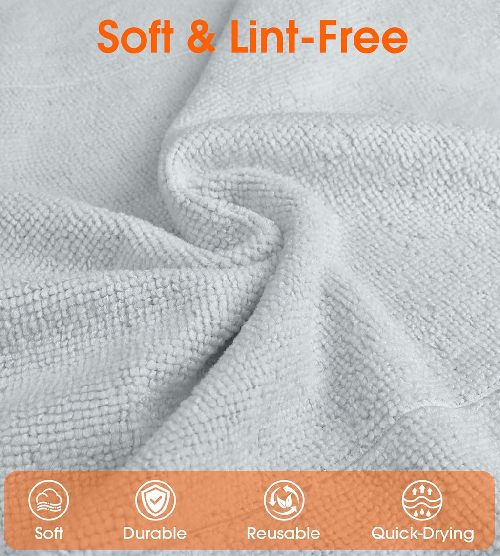 Roll of Microfiber Cleaning Cloth –100 Pack, Tear Away Microfiber Towels, Reusable, Washable, Scratch-Free, Cleaning Supplies,Kitchen Towels for Car, Home, Kitchen, Dishes(Cloud Gray)