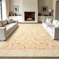 LOCHAS Washable Area Rugs 8x10, Peach Floral Rug for Living Room Bedroom Non Slip, Ultra Soft Vintage Indoor Carpet for Kids, Nursery, Dorm, Dining Room, Classroom, Boho Flower Home Decor, Low-Pile