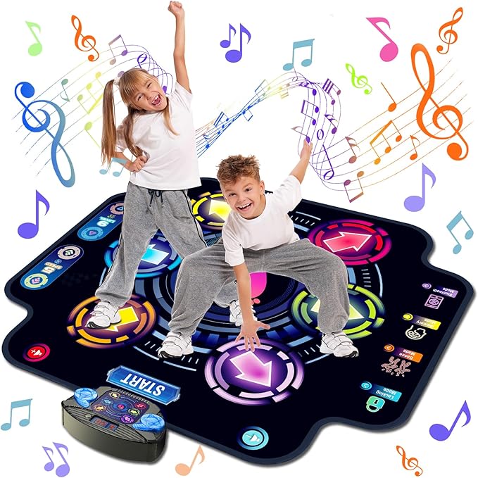 【Upgraded】KIZJORYA Dance Mat for Kids, Electronic Light-up Dance Pad with Wireless Bluetooth 5 Speeds 9 Levels, Dancing Mat for Toddlers Music Game Dance Toy for Girls Boys 3 4 5 6 7 8 9 10+ Year Old