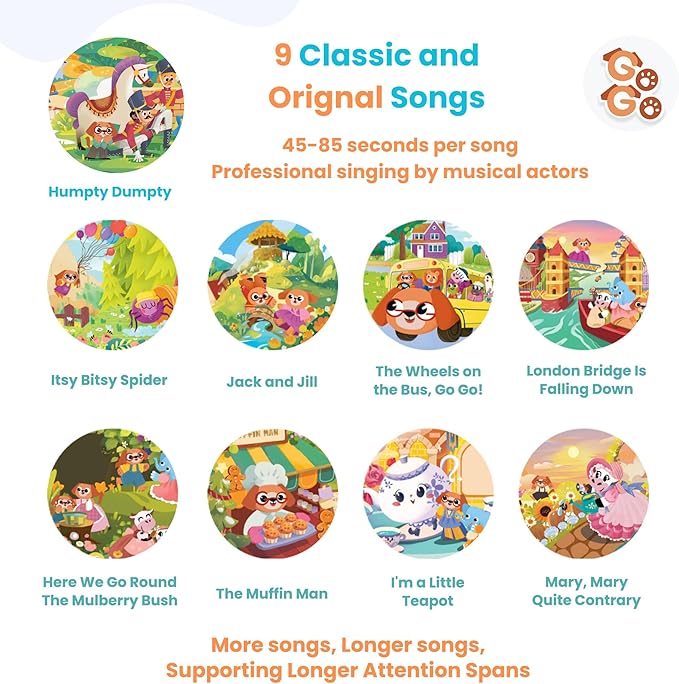 GO GO Creative Nursery Rhymes: Nursery Rhyme Books, Sound Books, 9 Songs, Musical Books for Toddlers 1-3, Talking Books for Toddlers 1-3, Music Books for Toddlers 1-3, Baby Music Book