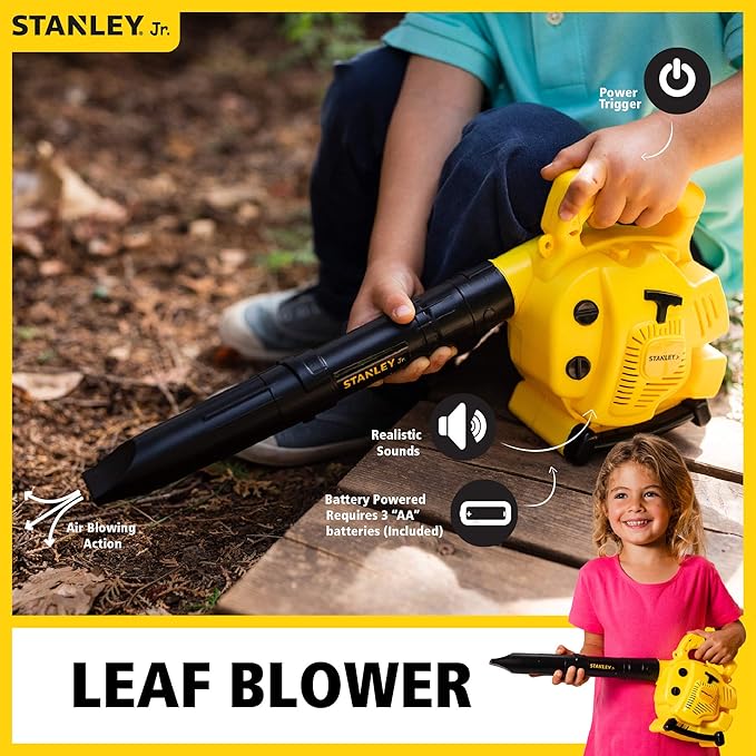 Red Toolbox Stanley Jr. Battery-Operated Blower: Safe and Fun Outdoor Adventure for Kids Ages 3 and Up