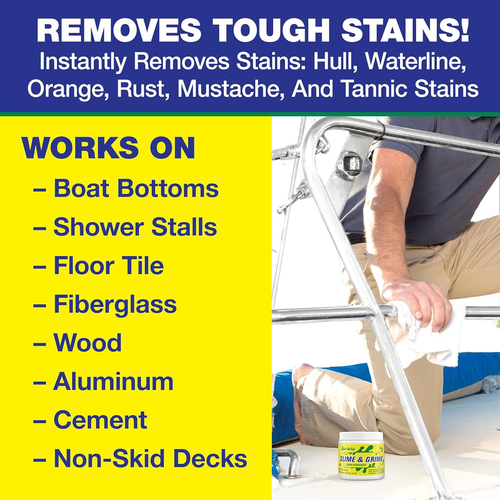 STAR BRITE Slime & Grime Stain Remover - Concentrate Makes 5 Gallons - Remove Tarnish, Rust & Tough Slimy Grimy Stains on Fiberglass, Metal, Wood, Cement, Tile, Decks & More - 16 OZ (094816)