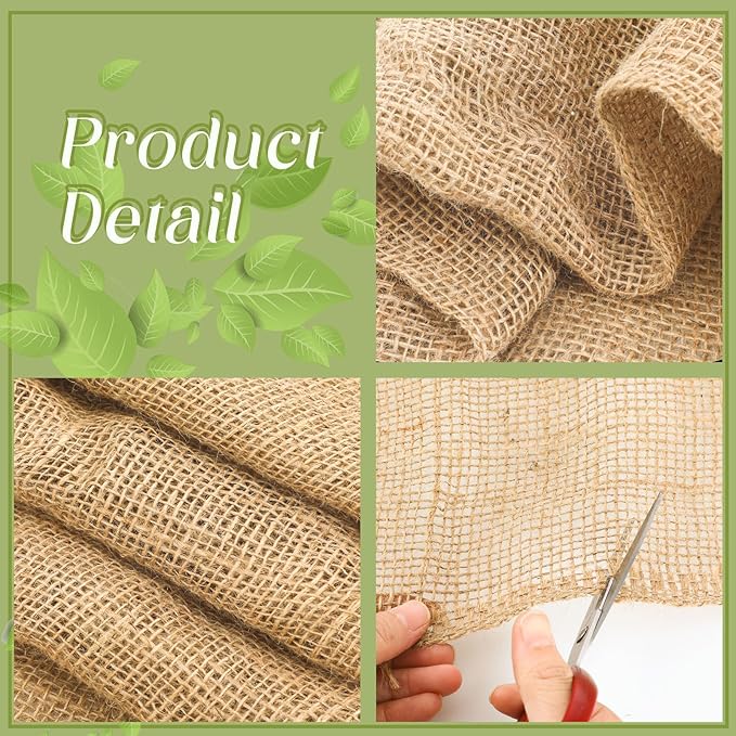Buryeah 80 Inch x 50 ft Burlap Fabrics Roll Natural Jute Burlap Tree Wraps Protector Winter Frost Plant Blankets Cloth Weed Barrier Fabric Garden Plants for Winter Outdoor Trees Shrubs Party
