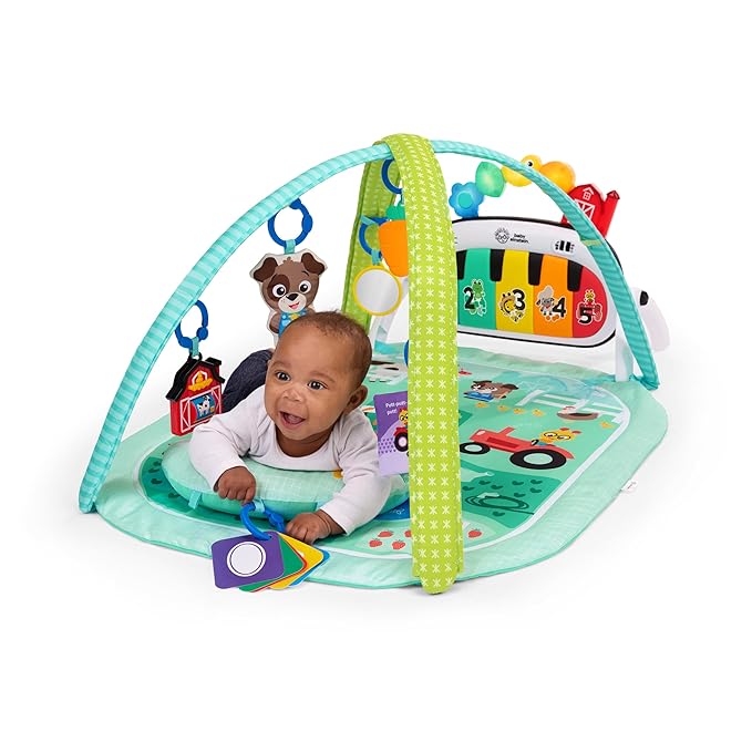 Baby Einstein Farm Explorers 4-in-1 Kickin’ Tunes Musical Meadow Music & Language Discovery Gym, Ages 0 Months and Up