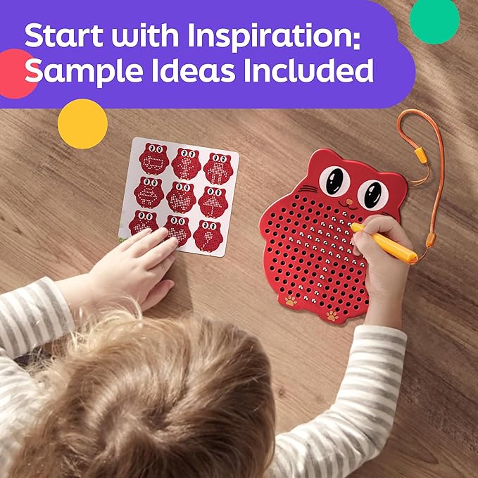 Magnetic Drawing Board for Kids & Toddlers with Beads and Magnet Stylus Pen - Magnetic Travel Toy for Airplane & Car Ride Activities for Kids
