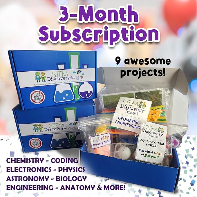 – 3 Month Subscription | 3 Science Kits, 9 Total Hands-On STEM Projects | Educational Building Learning Toys & Activities for Kids Ages 7-12 | Boys & Girls Gift