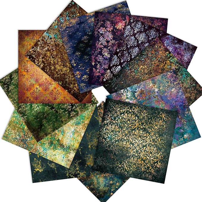 Aesthetic Scrapbook Paper Pad Vintage Patterned Paper 6×6,24 Sheets Single-Sided Boho Scrapbooking CardStock Papers Pad for Holiday Cardmaking DIY Origami Journaling.