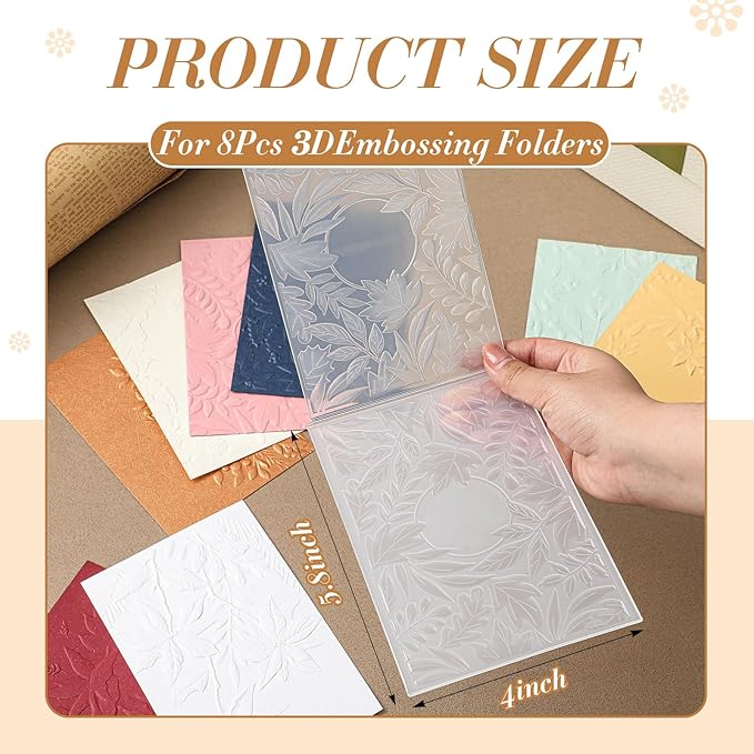 Geiserailie 8 Pcs Embossing Folders Embossing Machine Template Paper Card Folders for Christmas Card Making DIY Flower Scrapbook Photo Album Craft Decoration 5.9 x 4.1 Inch (Stylish Style)