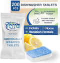 Individually Wrapped Dishwasher Tablets | Dishwasher Detergent | Dish Soap Pods | Fresh Lemon Scent | Deep Clean for Dishes | 200 Count Bulk for Vacation Rentals and Extended Stay Hotels