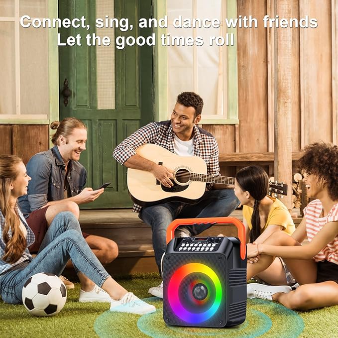 Karaoke Machine,Karaoke Machine for Adults with 2 Wireless Microphones/6.5IN Speaker/PA System with Remote Control/LED Light/Remote Control,Portable Bluetooth Karaoke Speaker Supports TWS/REC/AUX/USB