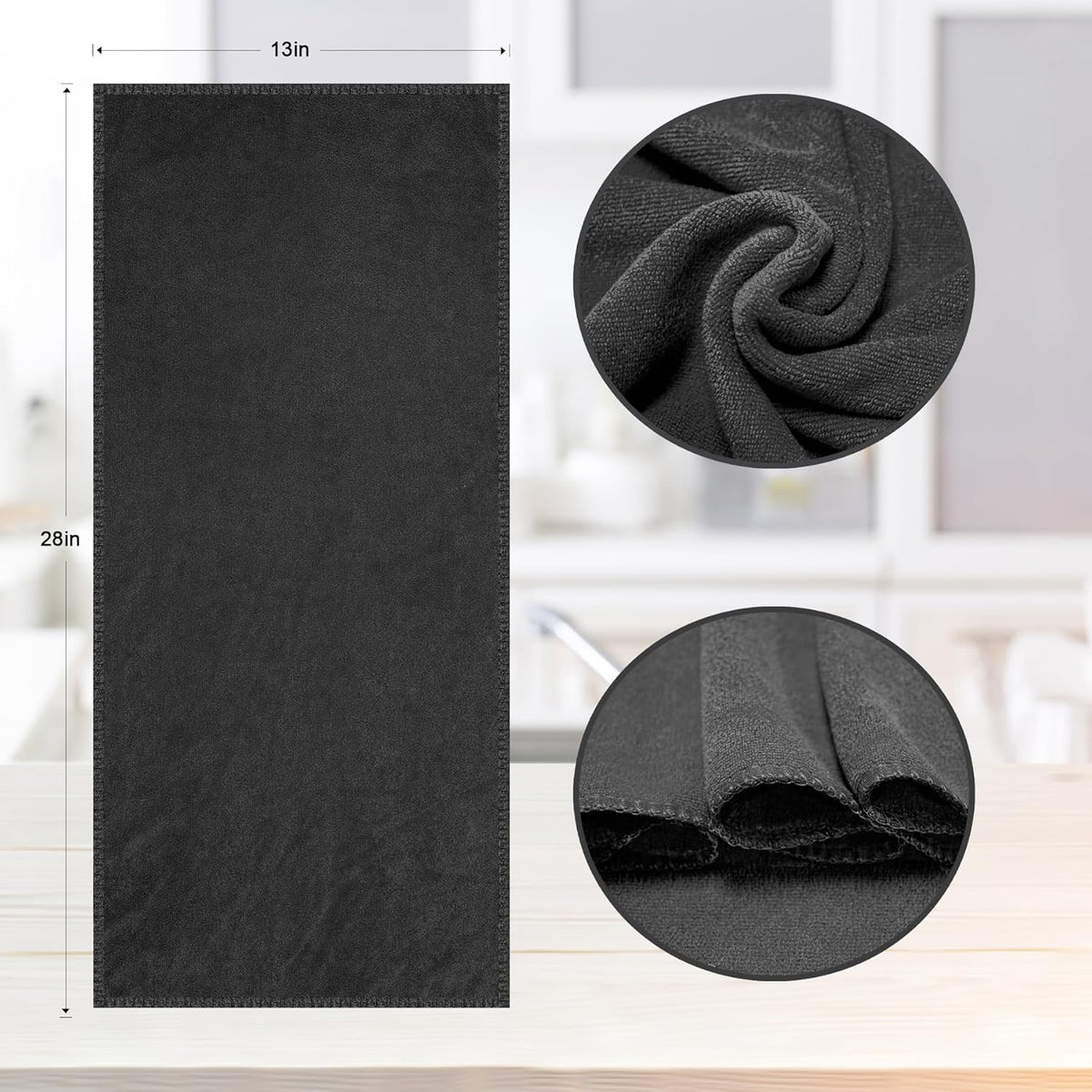 kimteny 13x28 Inches Kitchen Cloth Dish Towels, 400 GSM Premium Dishcloths, Super Absorbent Coral Velvet Microfiber Cleaning Cloths, Fast Drying Rags for Washing Dishes (12 Pack, Dark Grey)