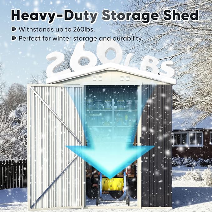 Quictent 6X4 FT Metal Storage Shed, Easy Assemble, Lockable Outdoor Garden Shed Waterproof Shed for Bike Storage, Tool Storage, Temporary Storage with Combination Lock(5.1X3.8 FT Base, No Floor)