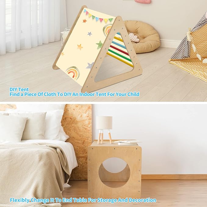 GOME Set of 7 Baby Triangle Climbing Gym Toys Indoor for Toddler Set, 1 Square and 3 Triangle Climber with 3 Ramp for Climbing Sliding and Walking, 7 in 1 Toddler Play Equipment for Indoor Playground