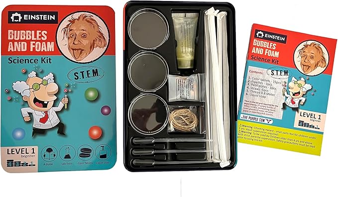 Einstein’s Bubbles and Foam LAB Science Kit for Kids. STEM for Boys & Girls Detailed Picture Guide Included.