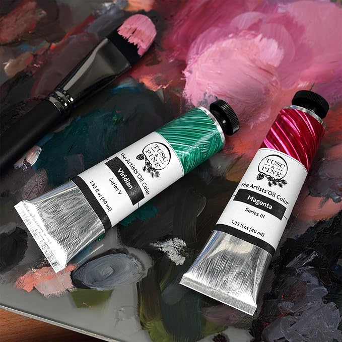 Tusc & Pine Artist Oil Paint - Silver Pearlescent, 150 ml, Non-Yellowing, Rich & Creamy Consistency, Maximum Pigment Load, Small Batch Milled Oil Paints Made in the USA for Professional Artists