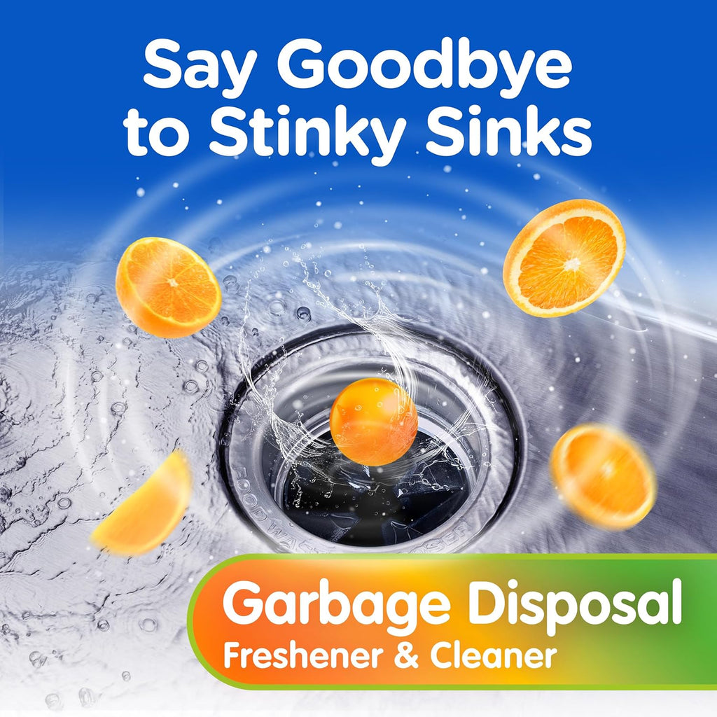 COMPAC HOME Plink Garbage Disposal Cleaner and Deodorizer, Air Fresheners for Garbage Disposal, Orange Scent, Home Cleaning Products for Kitchen Sink and Clogged Drains, 20 Count (Pack of 1)