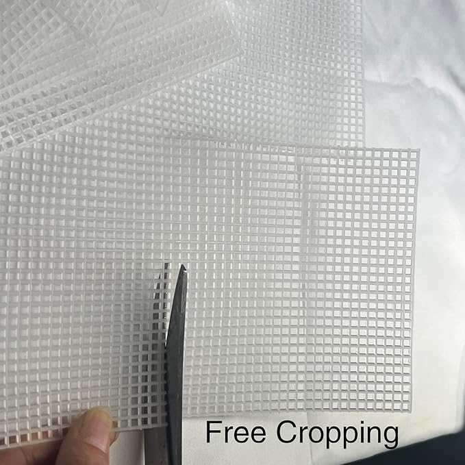 8 Plastic mesh Canvas Sheets for Embroidery Crafts, Acrylic Yarn Crafts, Knitting and Crochet Projects (9.92 x 13 inches, 10 Knitting Needles Included, Clear Color)