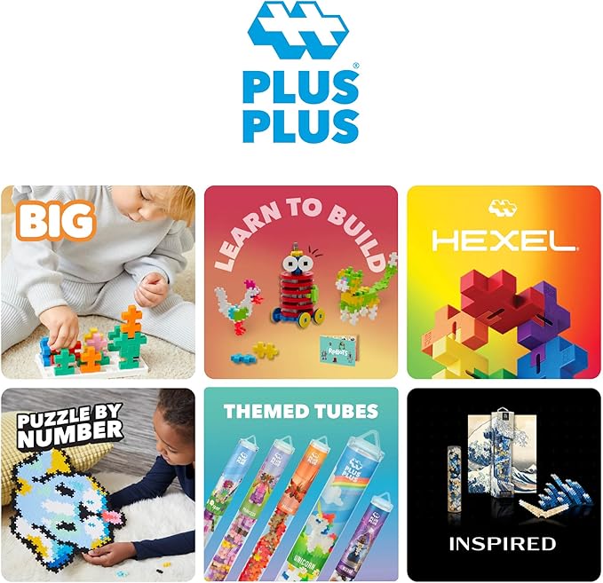 PLUS PLUS 3D Puzzle Building Block Set, 70 Mini Interlocking Pieces, Fun Holiday Activities for Kids - Bunny Mini Maker Tube