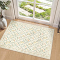 Entryway Rug 2X3 Small Rugs: Floral Washable Door Mat Vintage Soft Low Pile Non-Slip Kitchen Rugs Stain Resistant Indoor Throw Rug for Entrance, Bedroom, Kitchen, Laundry, Bathroom Beige/Multi