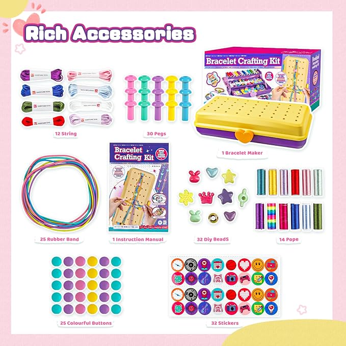 Cmiolacuna Friendship Bracelet Making Kit for Girls, 3-Layer Storage Box Arts and Crafts Bracelets Jewelry String Maker Kit Ages 8-12,Best Christmas Birthday Gift for Girls 6 7 8 9 10 11 12 Year Old