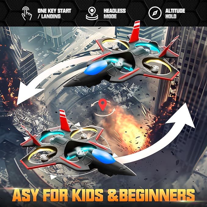 BEZGAR Brushless RC Plane with Camera | 2.4GHZ Remote Control Airplane, 6-axis Gyro Drones for Kids, RC Helicopter, 360°Flip Jet Fighter for Beginners with LED Navigation Lights