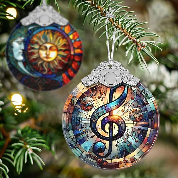 Musical Note Stained Glass Orament - Christmas Ornament - Christmas Decorations for Tree - Holiday Present ldeas - Gift Exchange