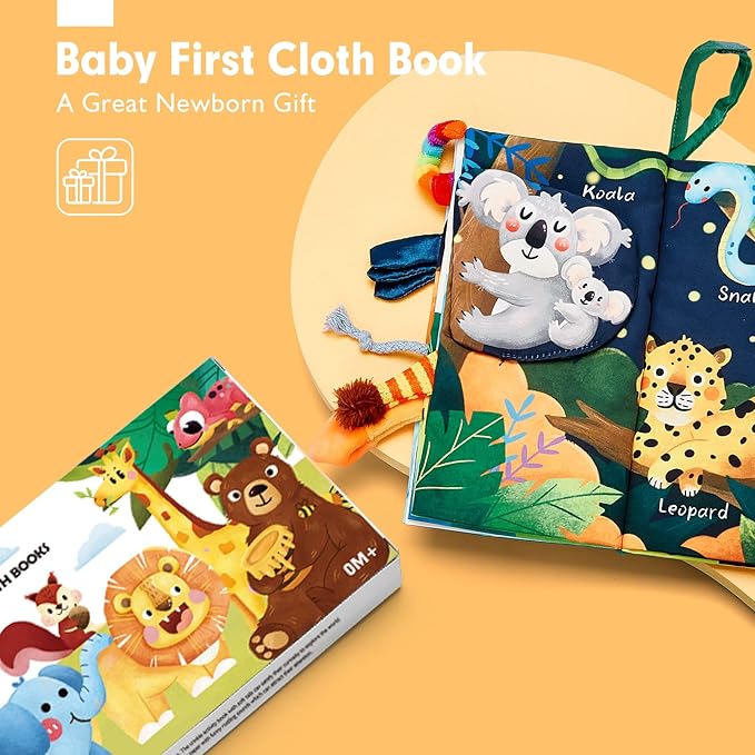 hahaland Baby Books 0-6 Months, Infant Tummy Time Toy High Contrast Sensory Toys 6 to 12 Months Touch Feel Book Babies Travel Toy Gifts for Boy Girl 0-3 Month Baby Shower Birthday Gifts (Single Book)