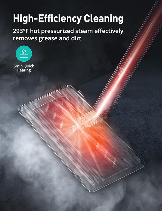 Steam Cleaner, 293°F 58 PSI Powerful Multipurpose Handheld Steam Mop for Home Use, 21 Attachments, 50Oz Capacity, Heavy Duty Steamer for Carpets, Floors, Cars, Tiles, Crack Cleaning, Titanium