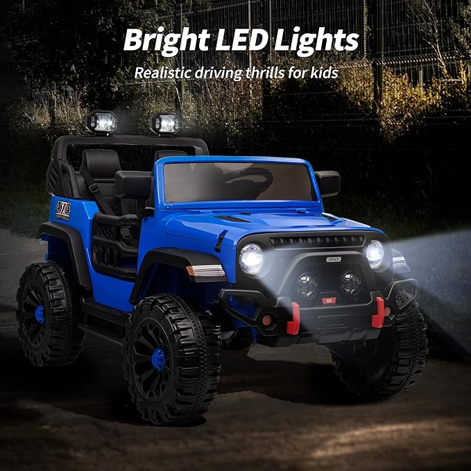 2 Seater Ride on Toy Car for Kids, 24V 4WD Ride-on Truck Kids Electric Car with Remote Control, 4x200W Motors - Blue