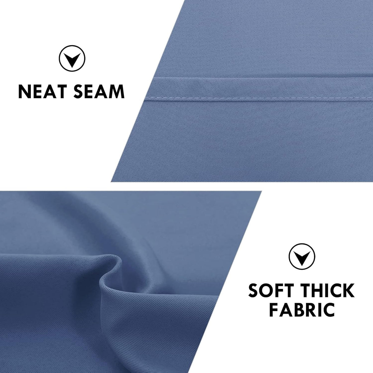 DWCN Blackout Curtains – Thermal Insulated, Energy Saving & Noise Reducing Bedroom and Living Room Curtains, Dusty Blue, W 38x L 84 Inch, Set of 2 Rod Pocket Curtain Panels