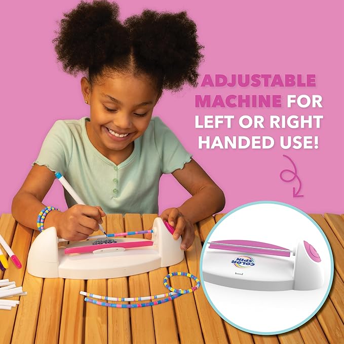 Loopdedoo Colorspin Electric Friendship Bracelet Maker Kit - Make Bracelets in Minutes for Birthdays and Friendship Gifts - Make 15 Bracelets, Design, Markers Included, Ages 6+