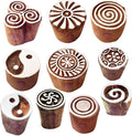 Textile Wood Blocks Original Small Round Shape Printing Stamps (Set of 10) Htag2152