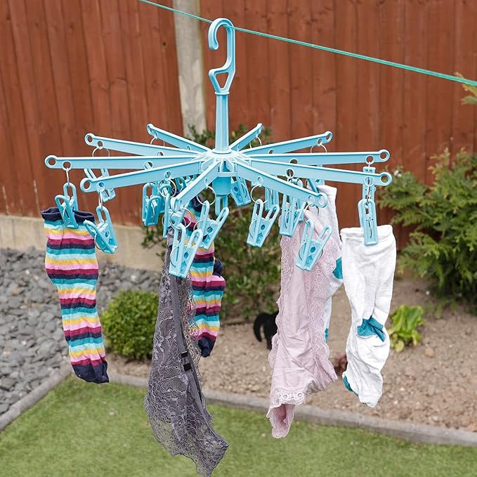 HANGERWORLD 20 Clip Hanging Laundry Drying Rack for Socks, Underwear and Baby Clothes (2 Pack)