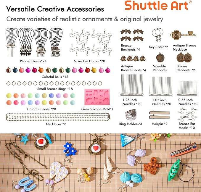 Shuttle Art 82 Colors Polymer Clay Kit with 19 Clay Tools, 16 Kinds of Accessories, Non-Toxic, Non-Sticky, Ideal DIY Art Craft Gift for Kids Adults