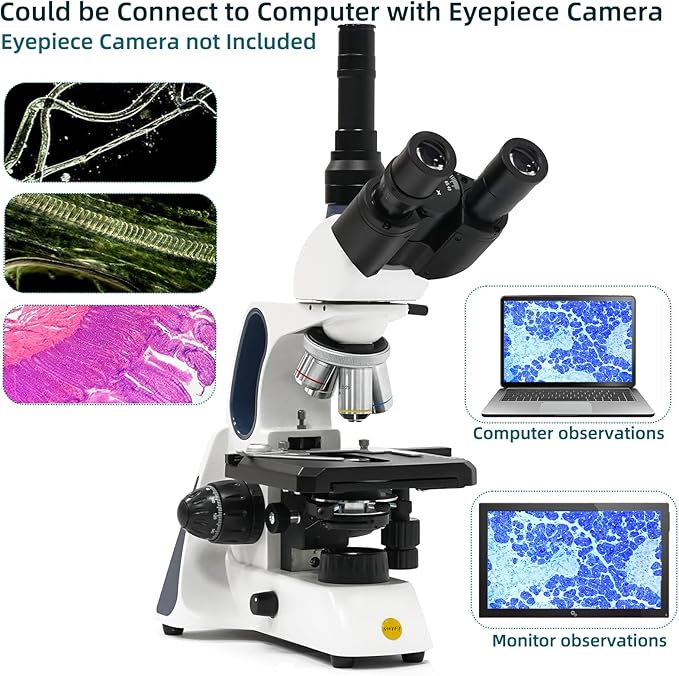SWIFT SW400 Infinity-Corrected Trinocular Compound Microscope, 40X-2500X, Wide-Field 10X/25X Eyepieces, Infinity Achromatic Objectives, Brightfield, Double-Layer Mechanical Stage