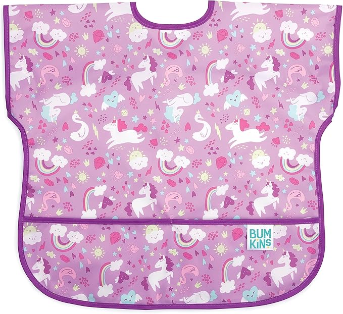 Bumkins Bibs - Toddler Bibs, Waterproof, Large for 1-3 Years, Short Sleeve
