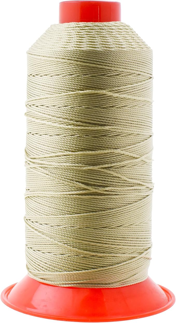 Mandala Crafts Bonded Nylon Thread Beige Heavy Duty Sewing Threads - 415 YDs Size 346 210D T350 Tex 350 Thread for Leather Jeans Weaving Outdoor Marine Upholstery Threads