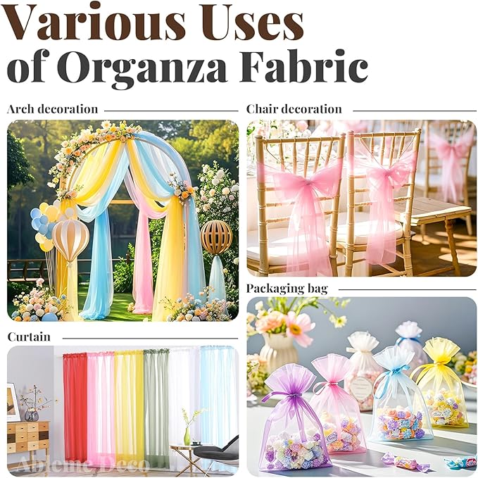 Organza Fabric by The Yard, 60 Inch Wide 3 Yards (9 ft) Long Sheer Fabric for DIY Sewing Projects Wedding Decorations Party Backdrops Curtains (Antique Gold)