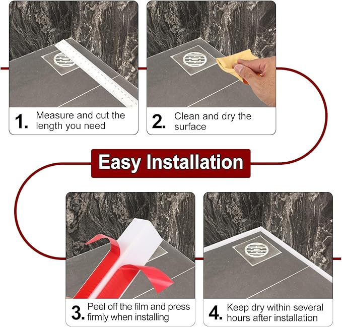 uxcell 236 Inch Flexible Quarter Round Molding Silicone Peel and Stick Trim Self Adhesive Shower Water Barrier for Corner Decor Bathroom Kitchen, Gray