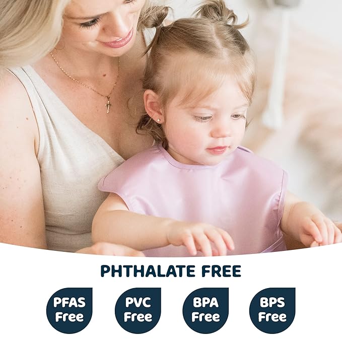 Tiny Twinkle Mess Proof Baby Bibs for Eating - Waterproof, Wipeable Bibs - Toddler Bibs - Travel Friendly - PFAS, PVC, BPA, Phthalate Free - Baby Food Bibs (3 Pack,Sage,Taupe, Dandelion)