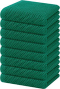 Homaxy 100% Cotton Waffle Weave Kitchen Dish Towels, Ultra Soft Absorbent Quick Drying Cleaning Towel, 13 x 28 Inches, 8-Pack, Dark Green