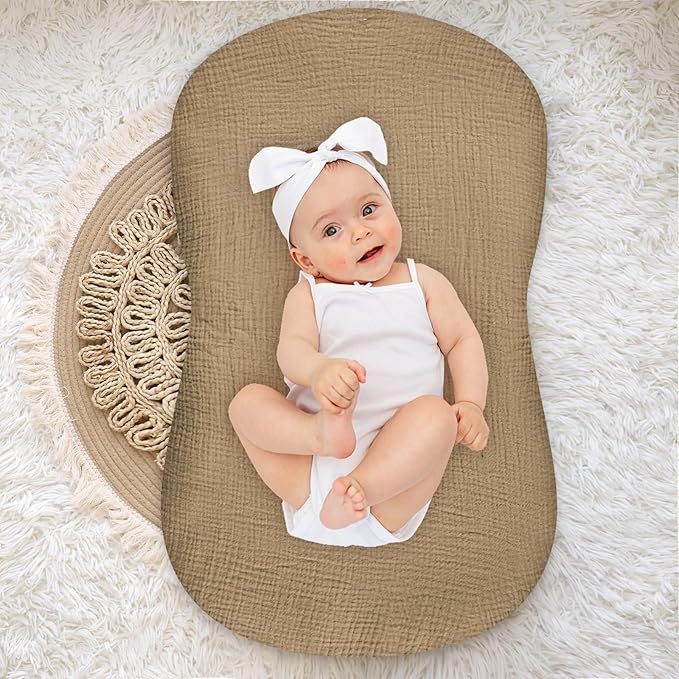 Hooyax Baby Lounger Cover 2 Pack - 100% Muslin Cotton Newborn Lounger Pillow Covers Only, Soft Breathable Infant Lounger Cover with Reinforced Stitching, Fits Most Standard Baby Loungers (Rainbow)