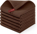 Homaxy 100% Cotton Waffle Weave Kitchen Dish Cloths, Ultra Soft Absorbent Quick Drying Dish Towels, 12 x 12 Inches, 6-Pack, Coffee