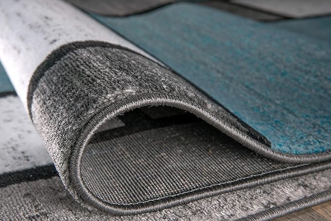 Rugshop Contemporary Modern Boxes for Home Office,Living Room,Bedroom,Kitchen Non Shedding Area Rug 3'3" x 5' Blue/Gray