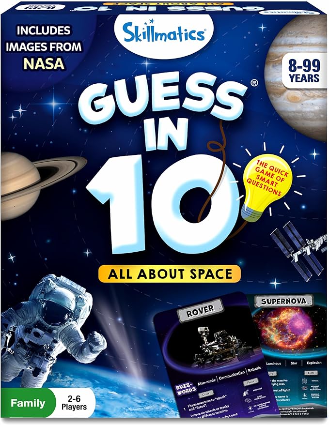 Skillmatics Guess in 10 NASA Space, Perfect for Boys, Girls, Kids & Families Who Love Card Games, Educational Toys, Travel Games, Gifts for Ages 8, 9, 10 and Up